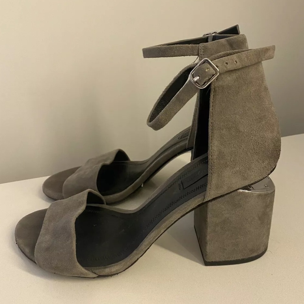 Alexander Wang Abby Suede Sandal Heels with Rhodium Size 8